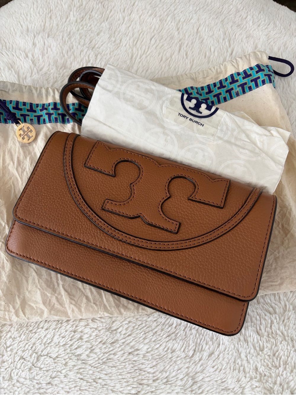 Tory Burch "AlI-T" Leather Logo Flap Crossbody